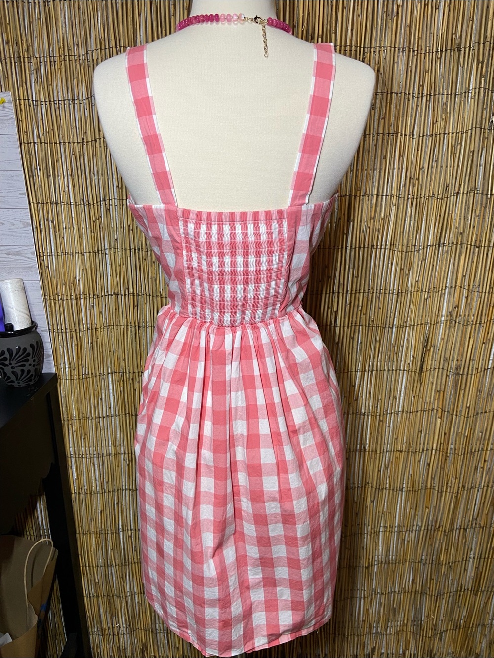 J.Crew Pink White Gingham Sleeveless Fit & Flare Dress Size:S - Picture 3 of 10